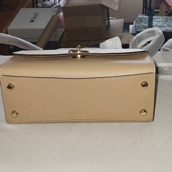 Coach Tilly Top Handle Satchel In Colorblock Taupe/Chalk + Wallet - Picture 7 of 11